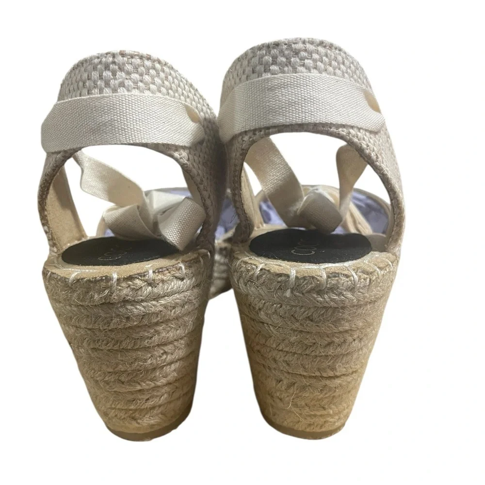 Coconuts Matisse Brown Tan Espadrille Lace Up Wedge Resort Sandals sz 9M NIB